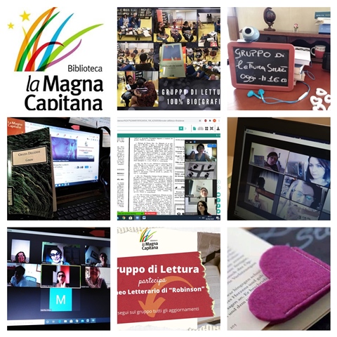 Foto collage delle attività del gruppo di lettura della Biblioteca "La Magna Capitana" di Foggia